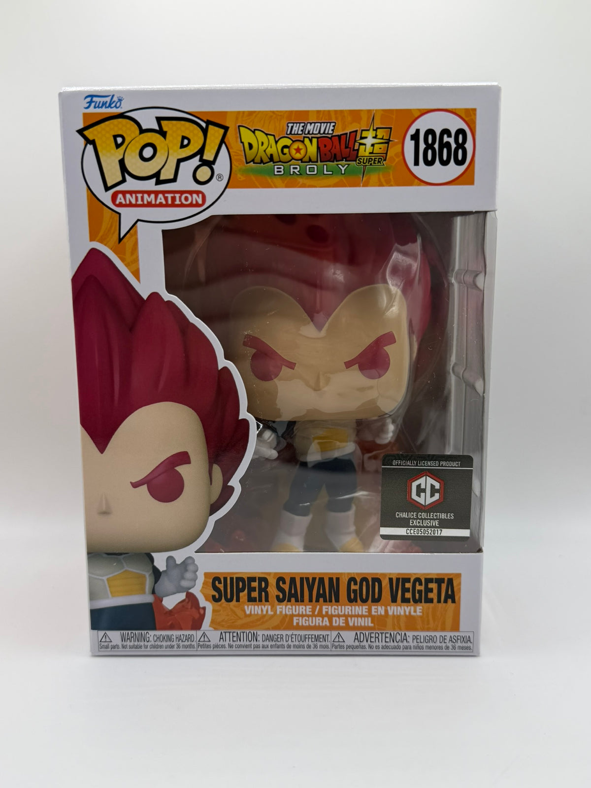 Funko Pop! Vegeta Super Saiyan God #1868 – Dragon Ball Super: Broly – Chalice Collectibles Exclusive