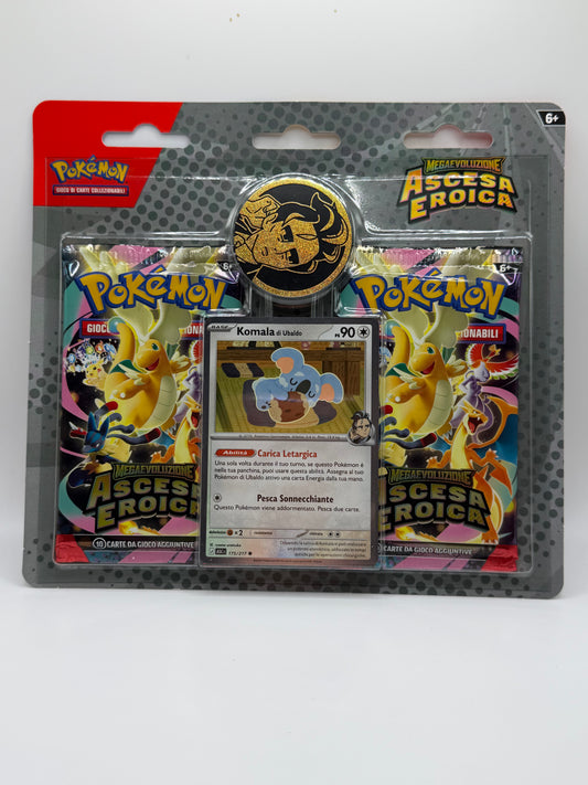 JCC Pokémon: Blíster de 2 paquetes de Komala de e-Nigma - Ascenso Heroico de Megaevolución